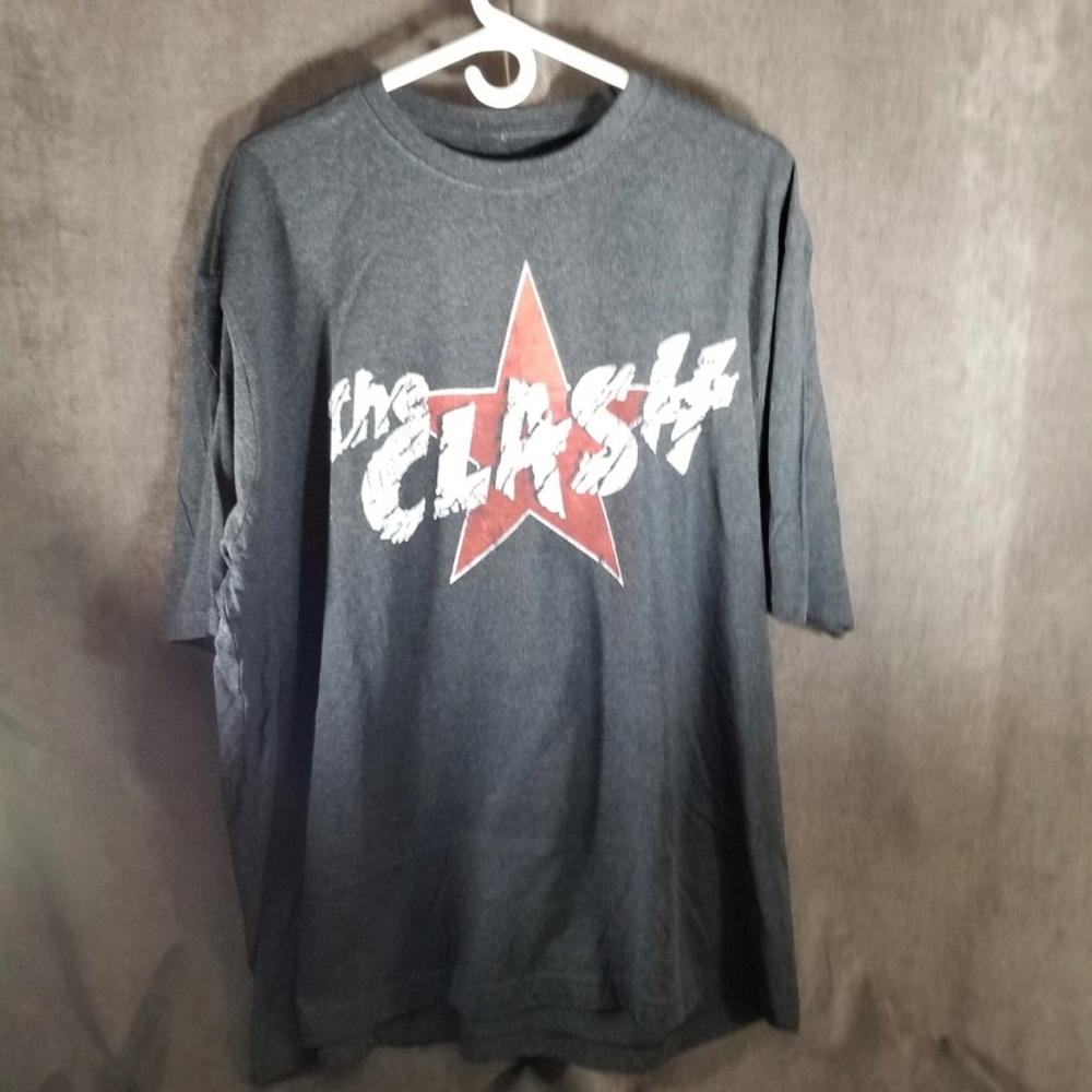 The Clash Grey White Red Star Large Graphic Logo Band Tee VG 2XL